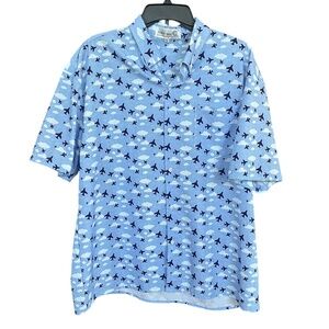 Sporty's Wright Brothers Into The Clouds Short Sleeve Button Down Shirt Size XL